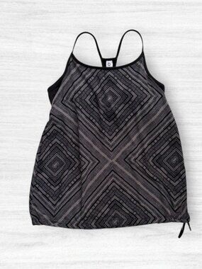 Fabletics Gray Black Geometric Built-In Bra Tank Top Womens M Activewear Yoga